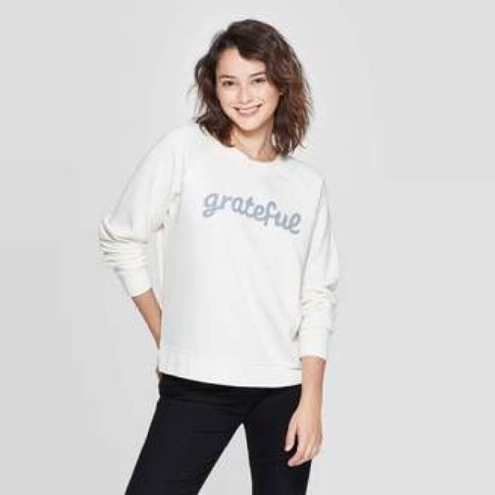 GRAYSON Threads Grateful ivory blue graphic long steeve‎ top M - Picture 2 of 6